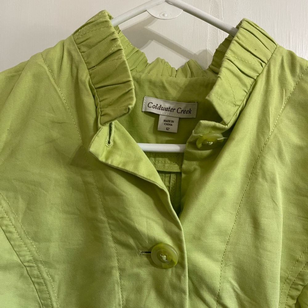 Coldwater Creek Women’s Size 12 Lime Green Button 3/4 Sleeve Jacket - Picture 2 of 11